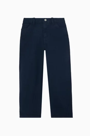 Herringbone Barrel-leg Pants in Twill