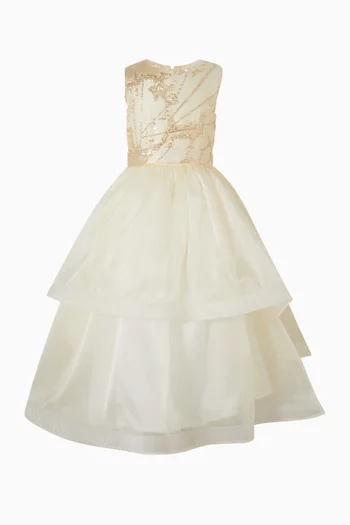 Embellished Ruffle Dress in Tulle