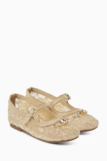 Swarovski-crystal Ballerina Flats in Mesh Lace