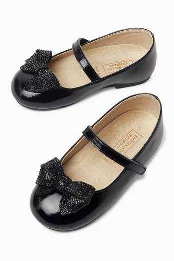 Crystal-bow Ballerina Flats in Patent Leather