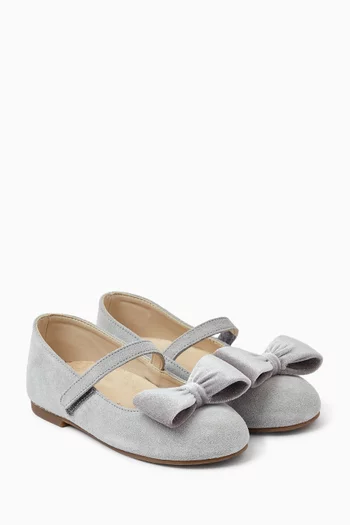 Bow Ballerina Flats in Suede
