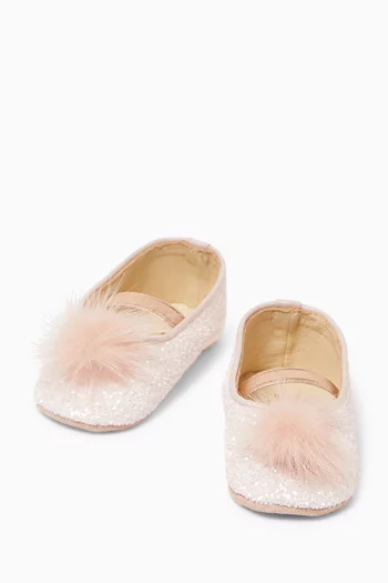 Pon Pon Glitter-embellished Ballerinas