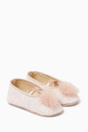 Pon Pon Glitter-embellished Ballerinas