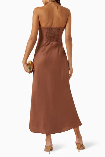 Natalia Halter Midi Dress in Linen