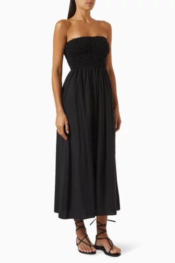 Orla Strapless Midi Dress in Cotton