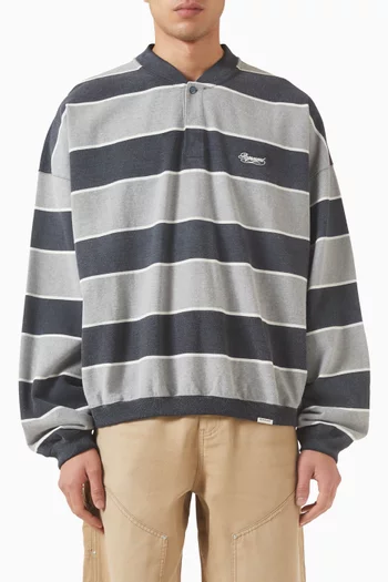 California Striped Henley Sweater in Cotton-knit