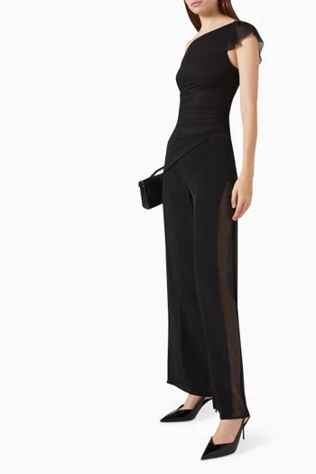 Xada Contrast Wide-leg Pants in Silk-blend
