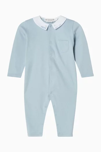 Anton Embroidered Sleepsuit in Organic Cotton