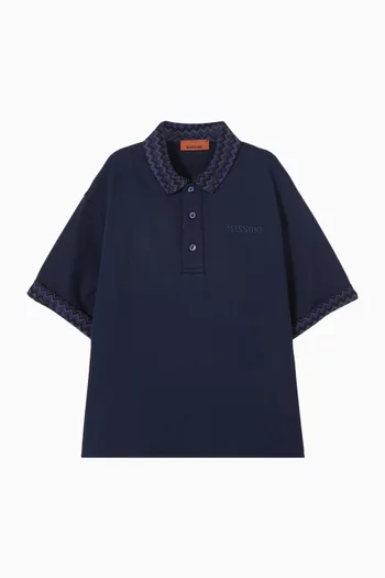 Printed-Collar Polo Shirt