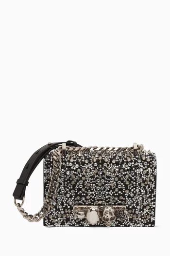Mini Crystal Jewelled Satchel in Leather