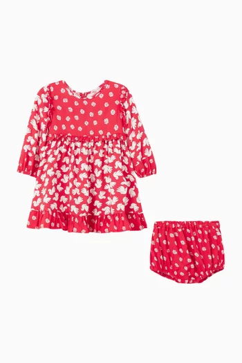 Swan-Print Dress & Bloomer Set