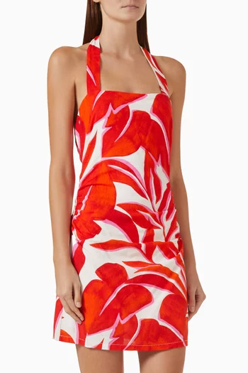 Ravelo Halterneck Mini Dress in Cotton Blend