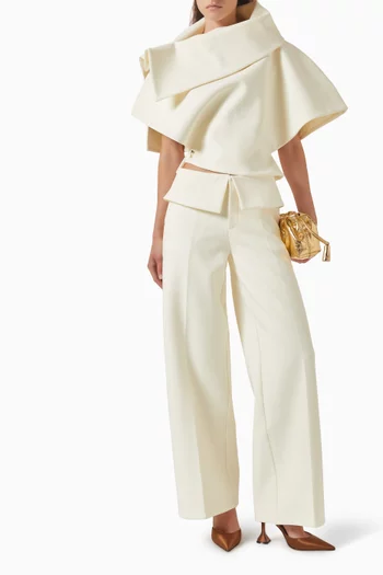 Structured Fold-waist Pants