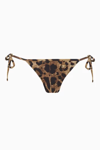 قطعة بيكيني سفلية بأربطة ونقشة جلد الفهد