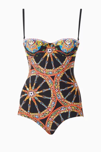 Carretto-print Balconette One-piece Swimsuit