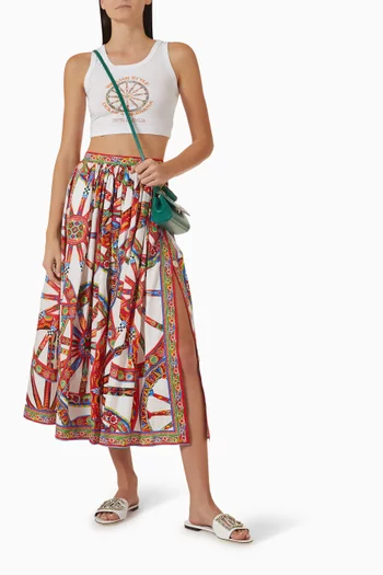 Carretto-print Maxi Skirt in Poplin