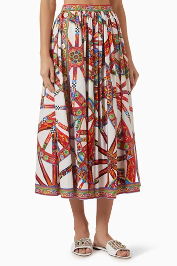 Carretto-print Maxi Skirt in Poplin