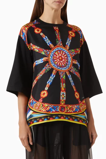 Carretto-print T-shirt in Cotton