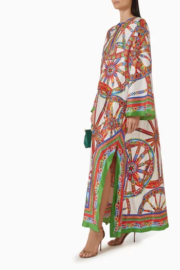 Carretto-print  Kaftan Dress in Silk Twill