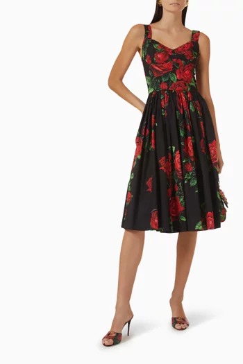 Rose-print Midi Dress