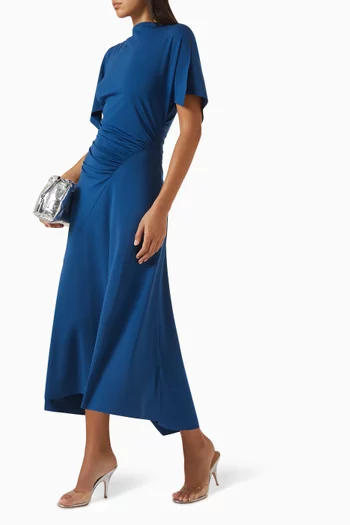 Blousey Midi Dress in Crepe Satin
