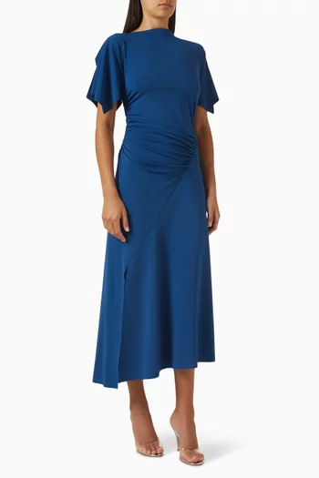 Blousey Midi Dress in Crepe Satin