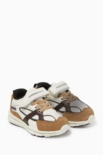 Velcro-strap Sneakers in Mesh & Cow Leather
