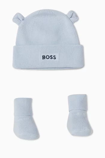 Knit Beanie & Booties Set in Organic Cotton