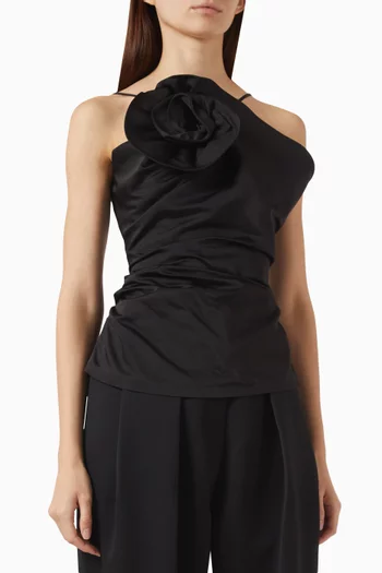 Rose One-shoulder Top in Cotton & Silk