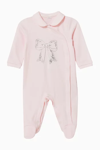 Bow-print Sleepsuit in Cotton