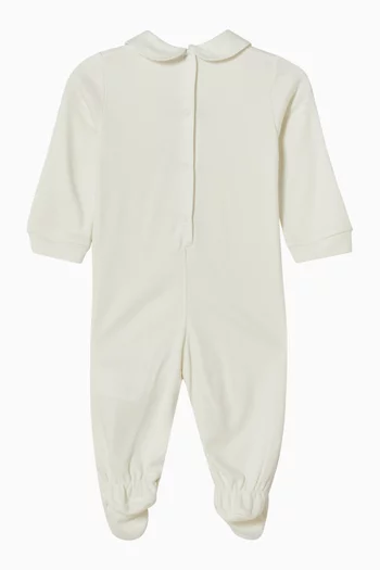 Teddy-print Sleepsuit in Cotton
