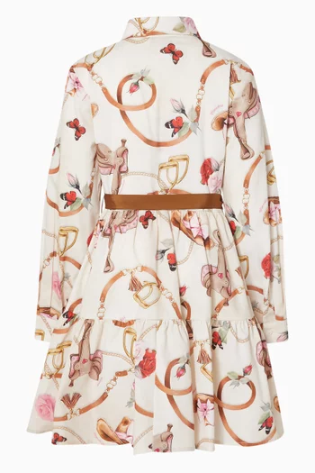 Equestrian Print Shirt Dress