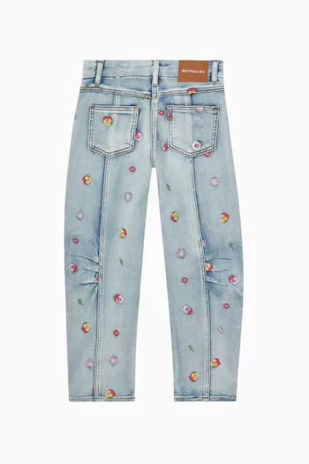 Floral-embroidered Jeans in Denim