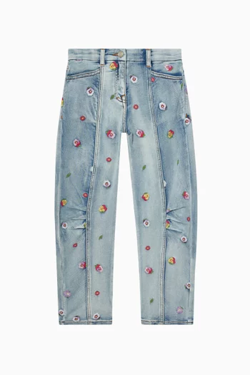 Floral-embroidered Jeans in Denim
