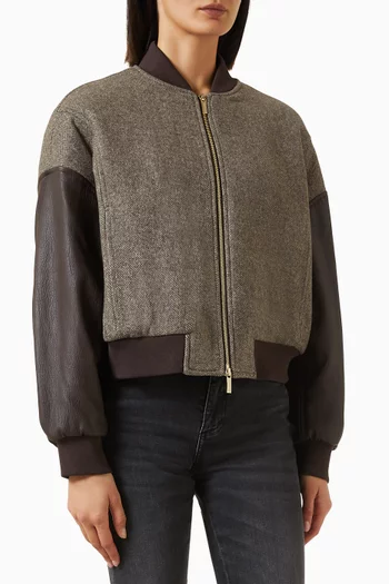Herringbone Blouson Jacket in Wool-blend