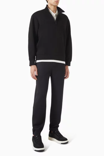 High-neck Zip Sweatshirt in Cotton-fleece