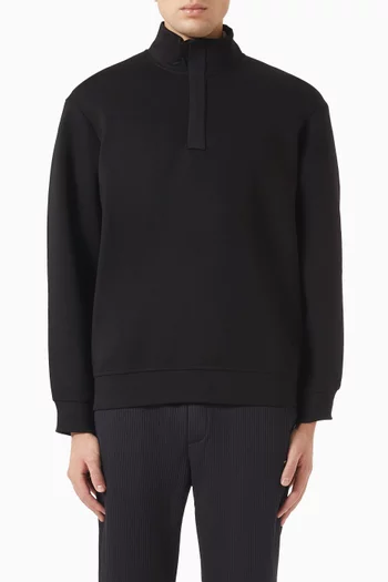 High-neck Zip Sweatshirt in Cotton-fleece