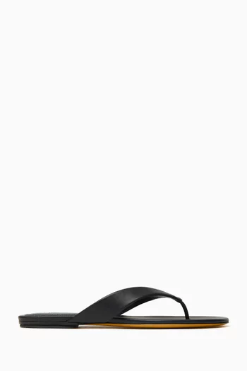 Flat Thong Slides in Leather