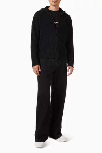 Zipped Cardigan in Ribbed Wool