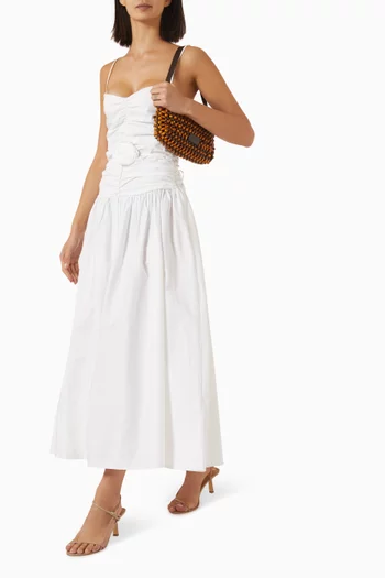 Ruched Midi Dress in Cotton Blend