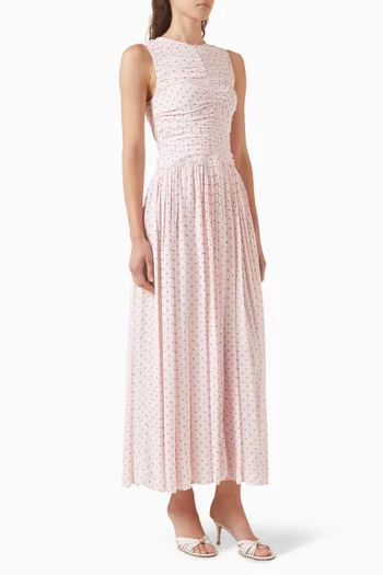 Ruched Maxi Dress in Viscose