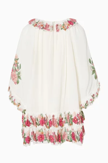 Floral Kaftan Dress in Silk-blend