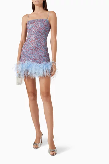 Animalier Plumage Mini Dress in Lurex