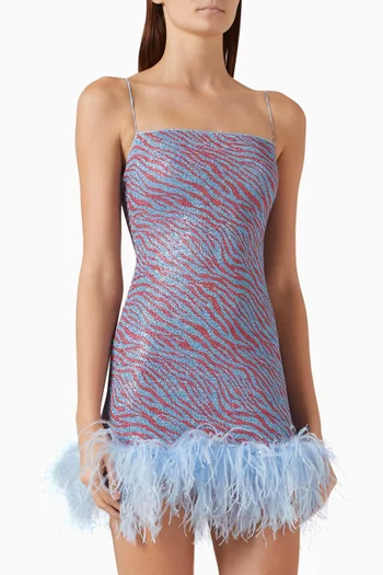Animalier Plumage Mini Dress in Lurex