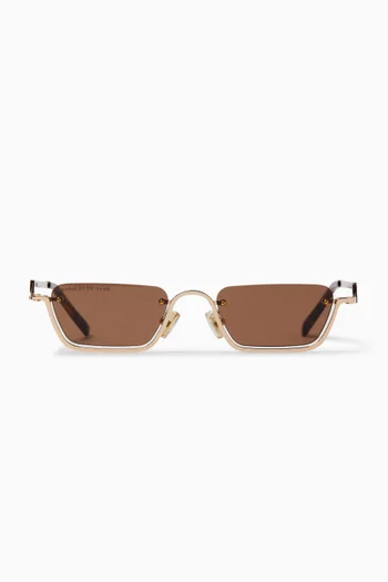 Kai Rectangular Rimless Sunglasses in Metal