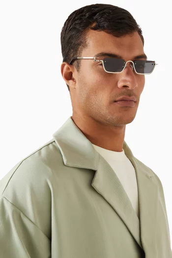 Kai Rectangular Rimless Sunglasses in Metal