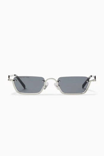 Kai Rectangular Rimless Sunglasses in Metal