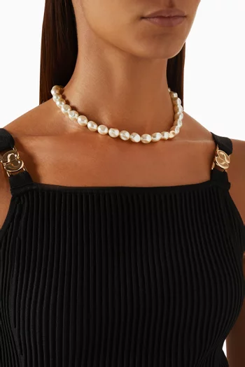 Pearl Choker Necklace in Brass