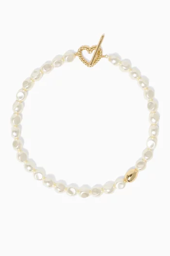 Pearl Choker Necklace in Brass