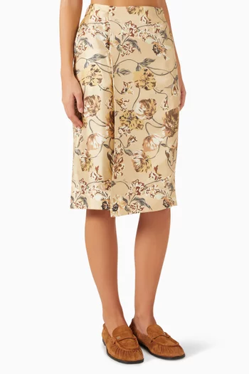 Wildflower Wrap Midi Skirt in Silk